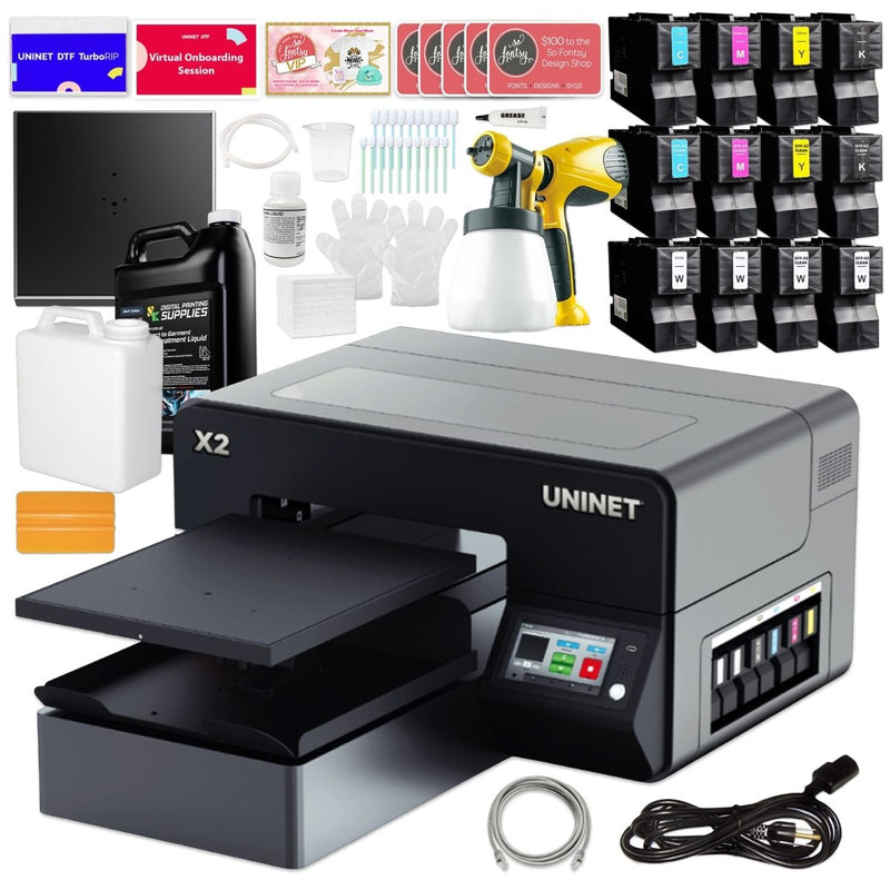 Uninet X2 DTG & DTF Combo Printer with Hotronix Heat Press - Swing Design4
