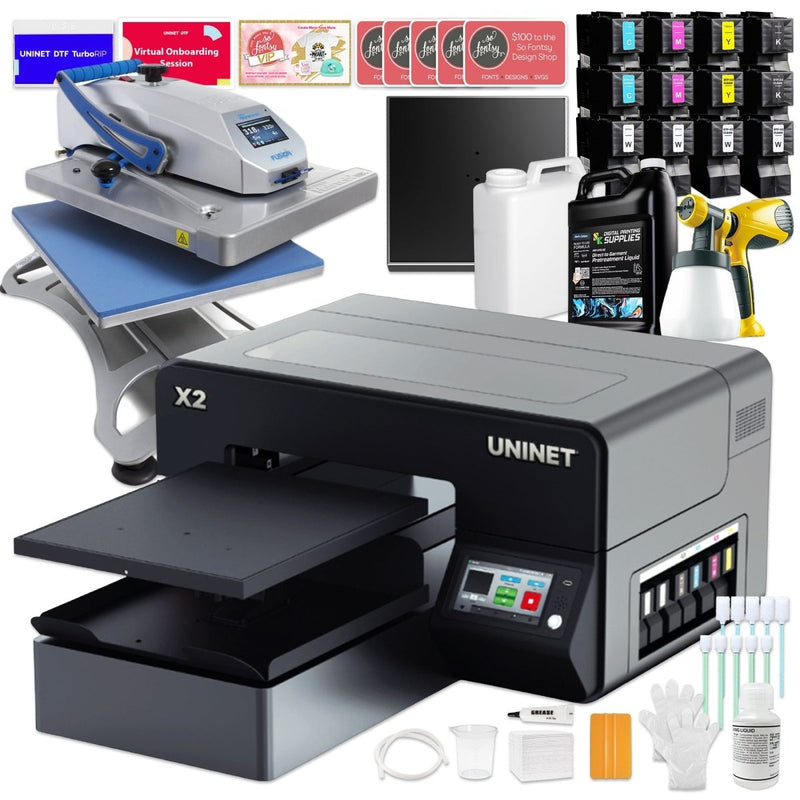 Uninet X2 DTG & DTF Combo Printer with Hotronix Heat Press - Swing Design1