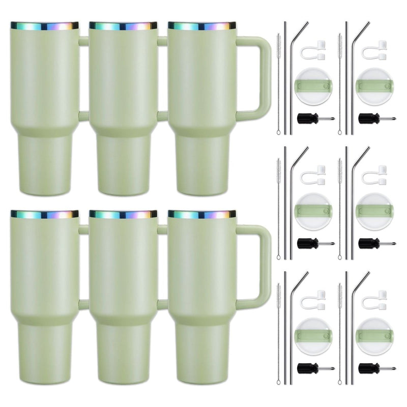 xTool 40oz Army Green to Iridescent Tumbler w/ Removable Handle - 6 Pack - Swing Design1