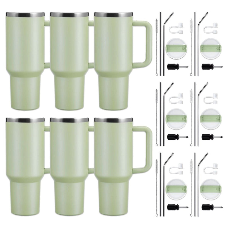 xTool 40oz Army Green to Silver Tumbler w/ Removable Handle - 6 Pack - Swing Design1