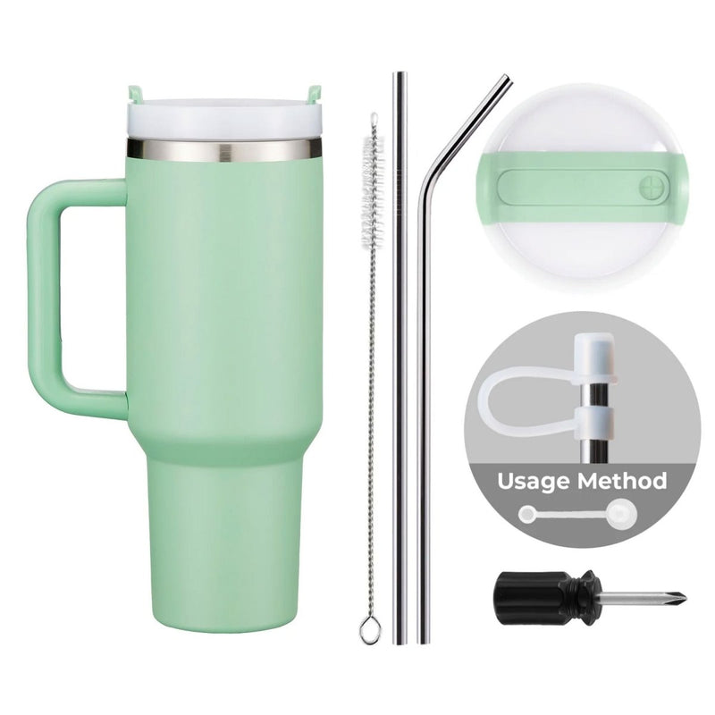 xTool 40oz Green to Silver Tumbler w/ Removable Handle - 6 Pack - Swing Design3