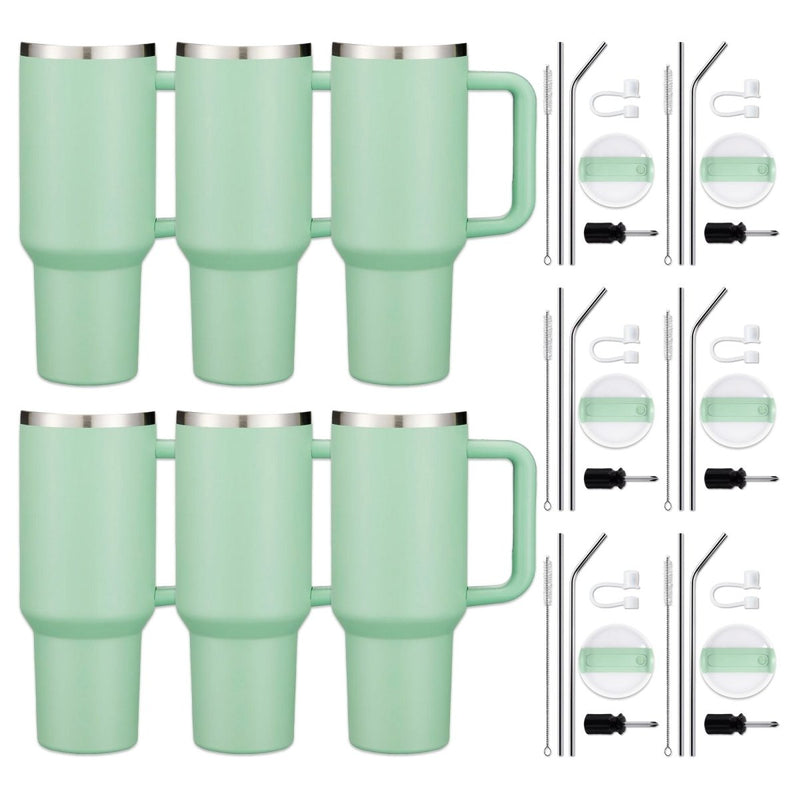 xTool 40oz Green to Silver Tumbler w/ Removable Handle - 6 Pack - Swing Design1