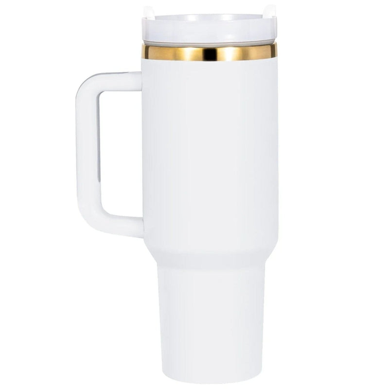 xTool 40oz White to Gold Stainless Steel Tumbler w/ Removable Handle - 6 Pack - Swing Design2