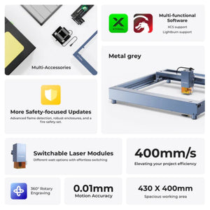 xTool D1 Pro 20W Desktop Laser Engraver Cutting Machine - Grey Laser Engraver xTool 