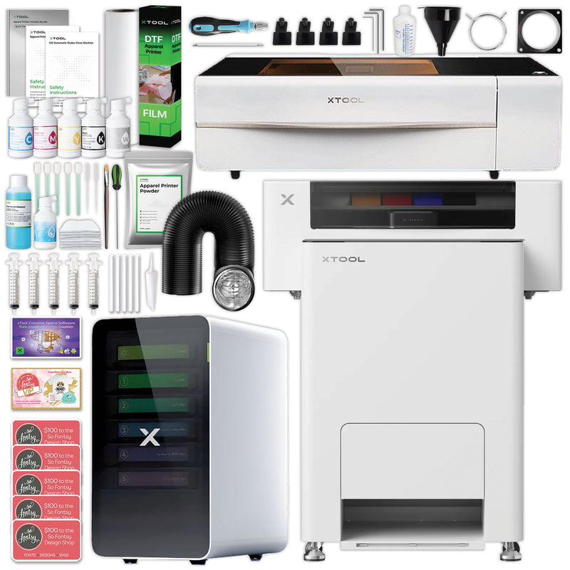 xTool DTF Apparel Printer Bundle with P2 CO2 Laser Cutter DTF Bundles xTool With AP2 Air Purifier +$900
