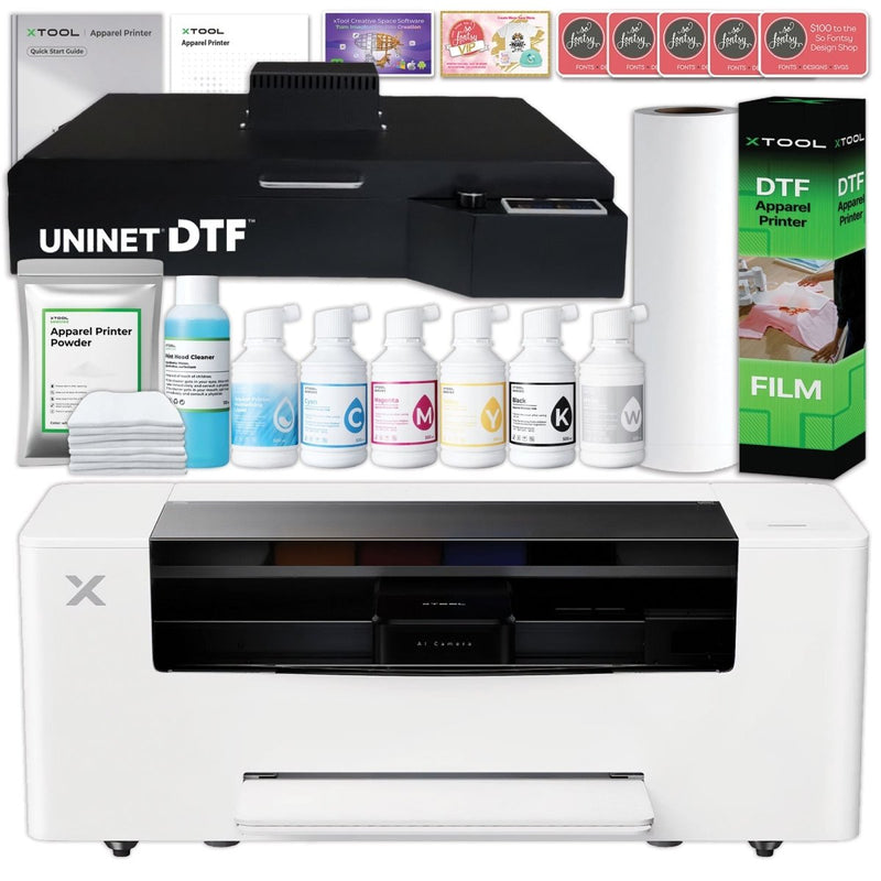 xTool DTF Apparel Printer Bundle with Large Transfer Sheet Curing Oven Swing Design 1