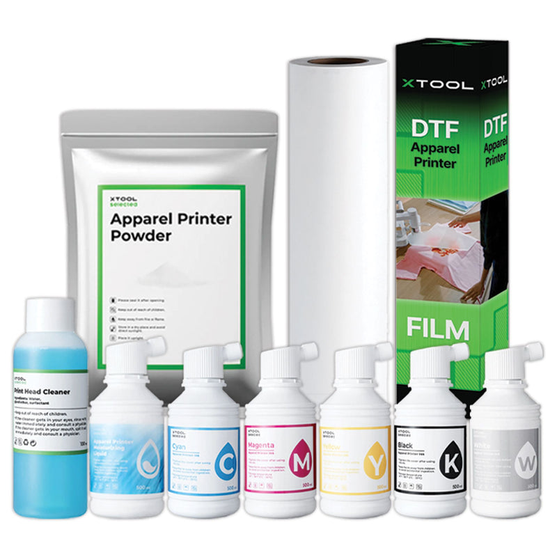 xTool DTF Apparel Printer Ink, Powder, Film, & Maintenance Bundle DTF xTool