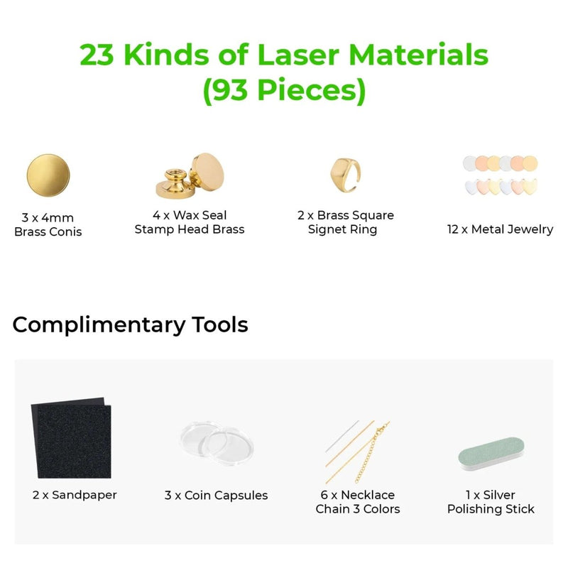 xTool F1 & F2 Ultra Laser Material Kit - 93 Pieces - Swing Design
