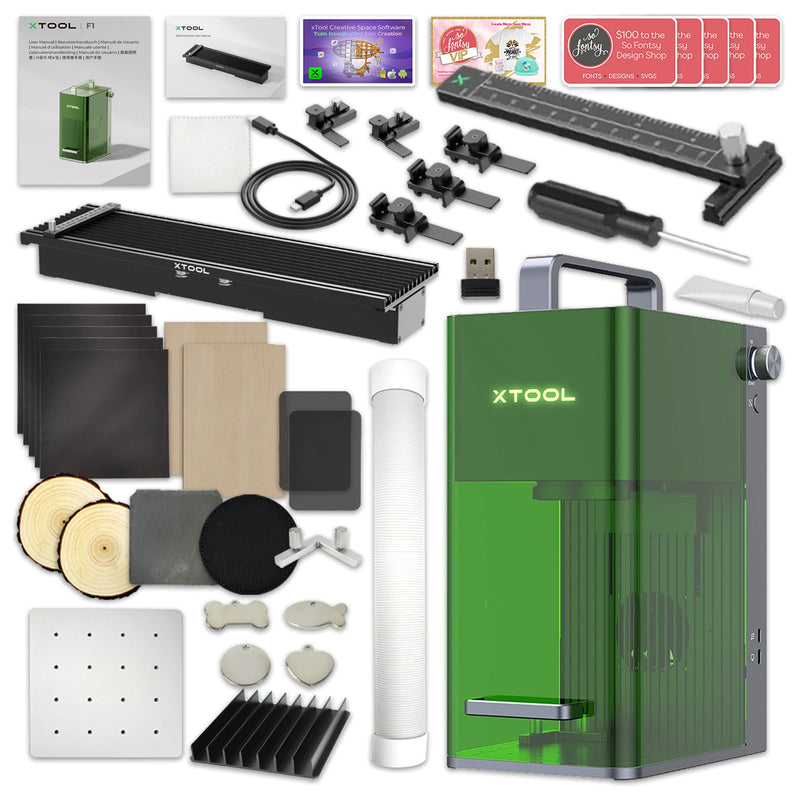 xTool F1 Portable Laser Engraver and Laser Cutter with Slide Extension Bundle Laser Engraver xTool