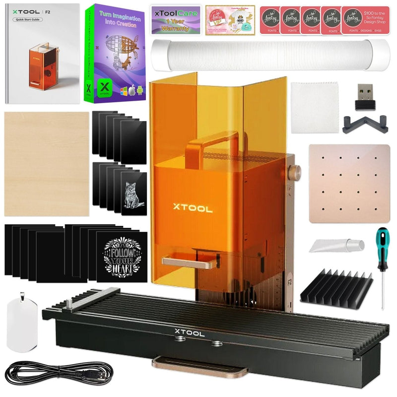 xTool F2 5W IR & 15W Diode Portable Laser Engraver with Slide Extension Bundle - Swing Design1