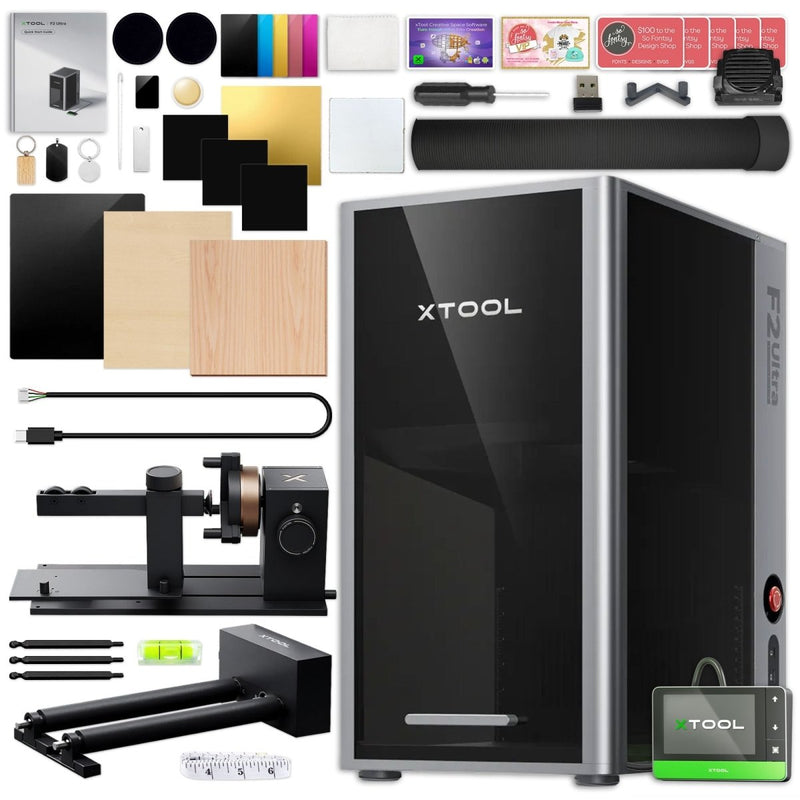 xTool F2 Ultra 60W MOPA & 40W Diode Laser Engraver Bundle with 4-in-1 Rotary - Swing Design