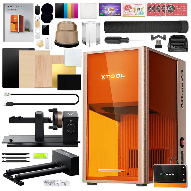 xTool F2 Ultra UV 5W Cold Laser Engraver & Cutter Bundle with 5-in-1 Rotary Laser Engraver xTool