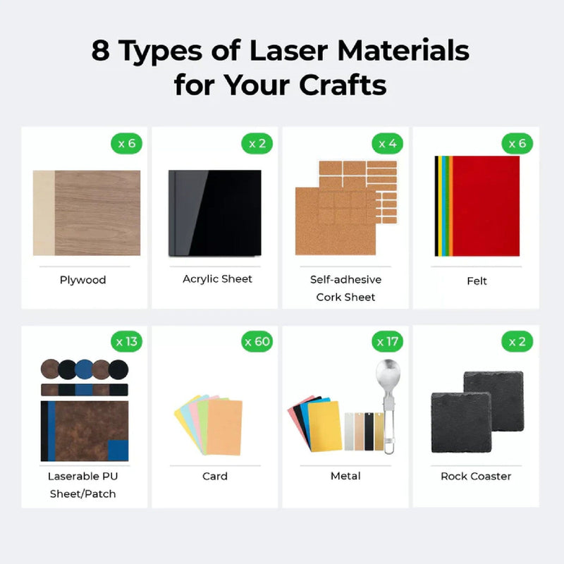 xTool Laser Material Explore Kit - 111 Pieces Laser Engraver xTool