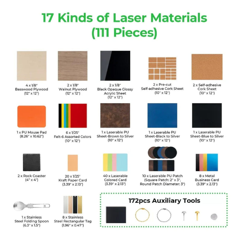 xTool Laser Material Explore Kit - 111 Pieces - Swing Design