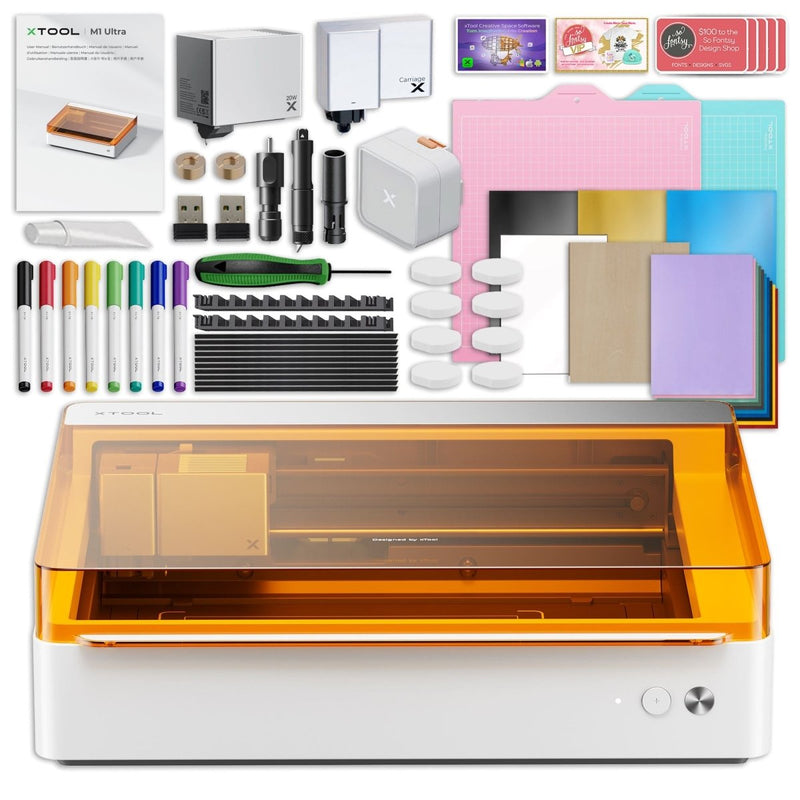 xTool M1 ULTRA 20W 4-in-1 Laser Cutter & Engraver Deluxe Bundle w/ AP2 Filter - Swing Design