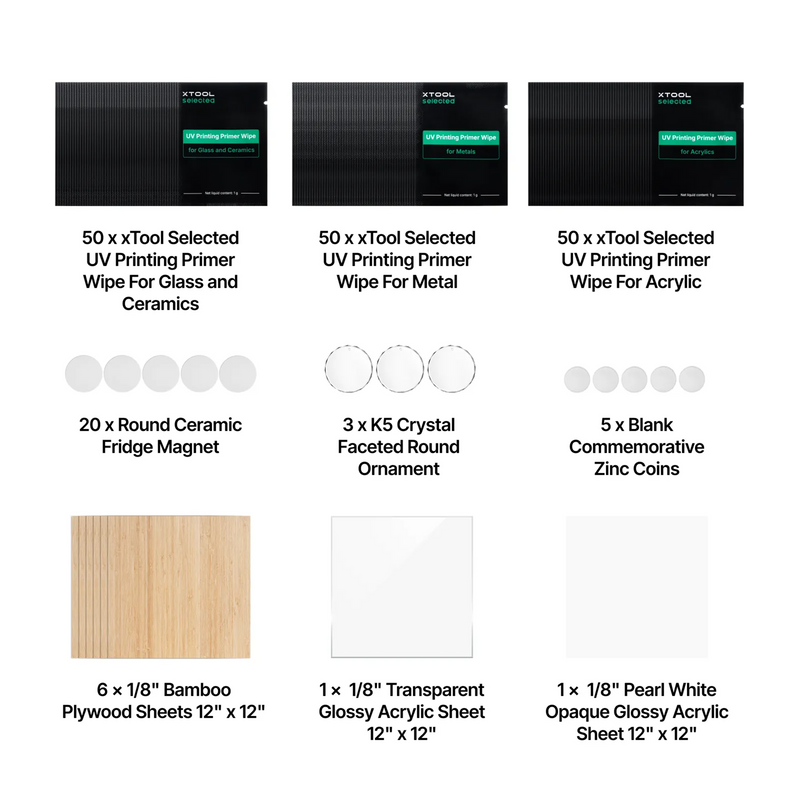 xTool UV-Printable Materials Package for O1 Omni Printer, Single UV Kit