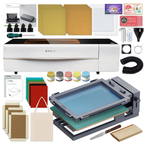 xTool P2 55W CO2 Laser Cutter & Engraver Machine w/ Screen Printing Kit - White Laser Engraver xTool with Single Screen Kit 