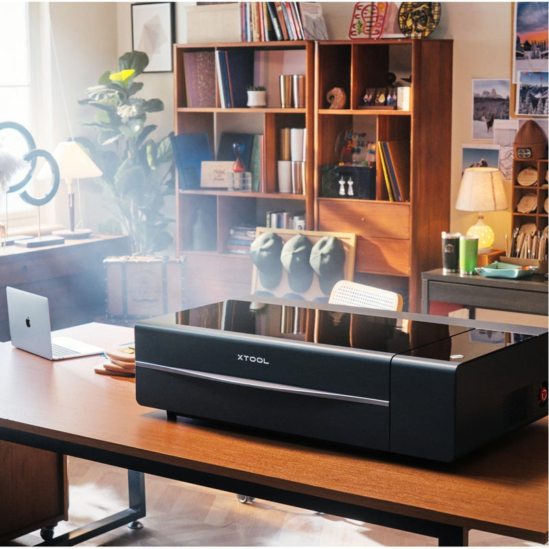 XTool P2 55W CO2 Laser Cutter & Engraver Riser, Rotary, Rail Bundle - White Laser Engraver xTool