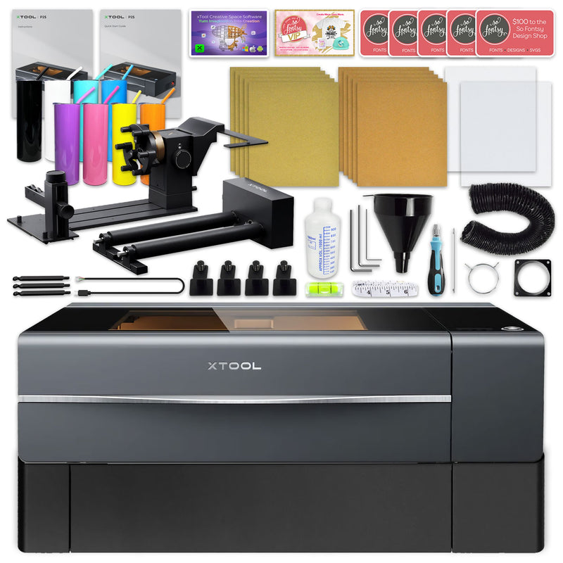xTool P2S 55W CO2 Laser Cutter & Engraver Riser & Rotary Bundle Laser Engraver xTool