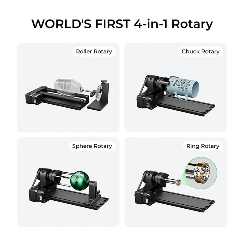 xTool P2S 55W CO2 Laser Cutter & Engraver Riser & Rotary Bundle - White Laser Engraver xTool