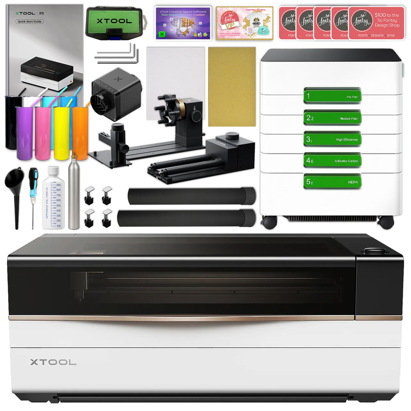 xTool P3 80W CO2 Laser Cutter & Engraving Machine with AP2 Max & 5-in-1 Rotary Laser Engraver xTool