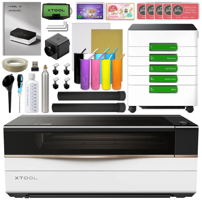 xTool P3 80W CO2 Laser Cutter & Engraving Machine with AP2 Max Air Filtration - Swing Design