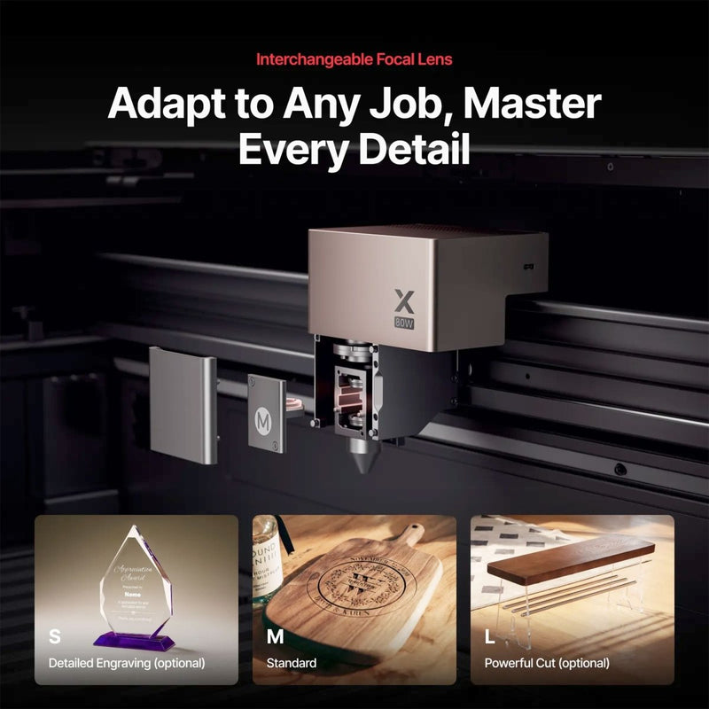 xTool P3 80W CO2 Laser Cutter & Engraving Machine, AP2 Max, Rotary, Rail System - Swing Design
