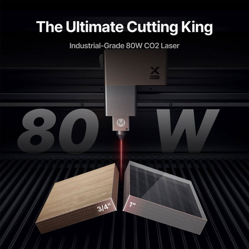 xTool P3 80W CO2 Laser Cutter & Engraving Machine, AP2 Max, Rotary, Rail System - Swing Design