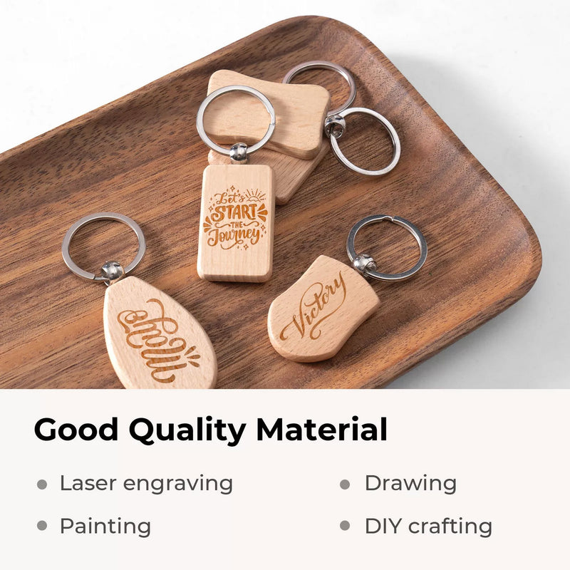 xTool Rectangle Wooden Keychain - 10 Pieces Laser Engraver Accessories xTool