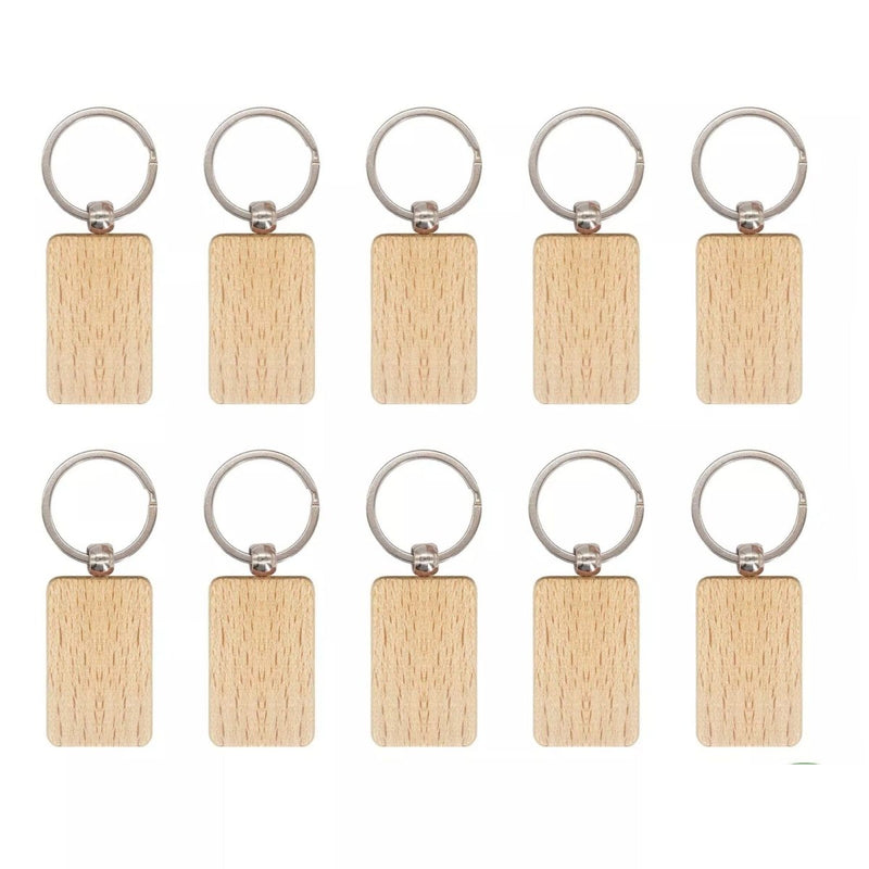 xTool Rectangle Wooden Keychain - 10 Pieces - Swing Design