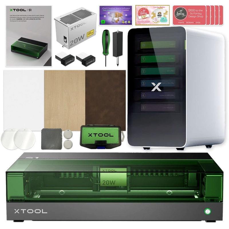 xTool S1 Laser Cutter & Engraver Machine Bundle w/ Air Assist, Honeycomb, Filter20W Diode Laser - Swing Design2