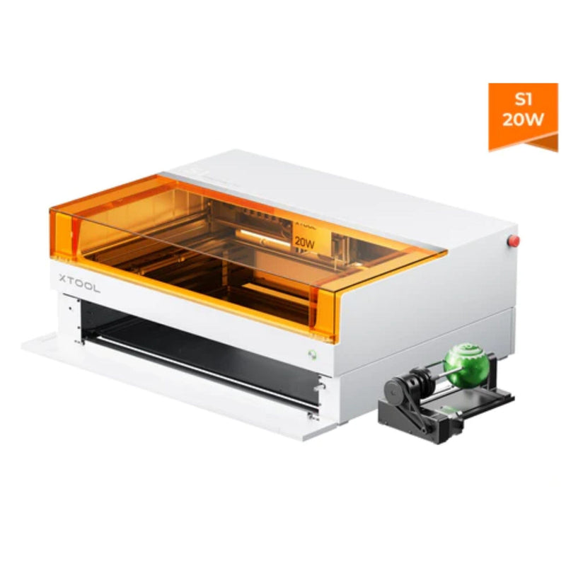 xTool S1 Laser Cutter & Engraver Machine Bundle w/ Rotary, Rail & Riser - White Laser Engraver xTool