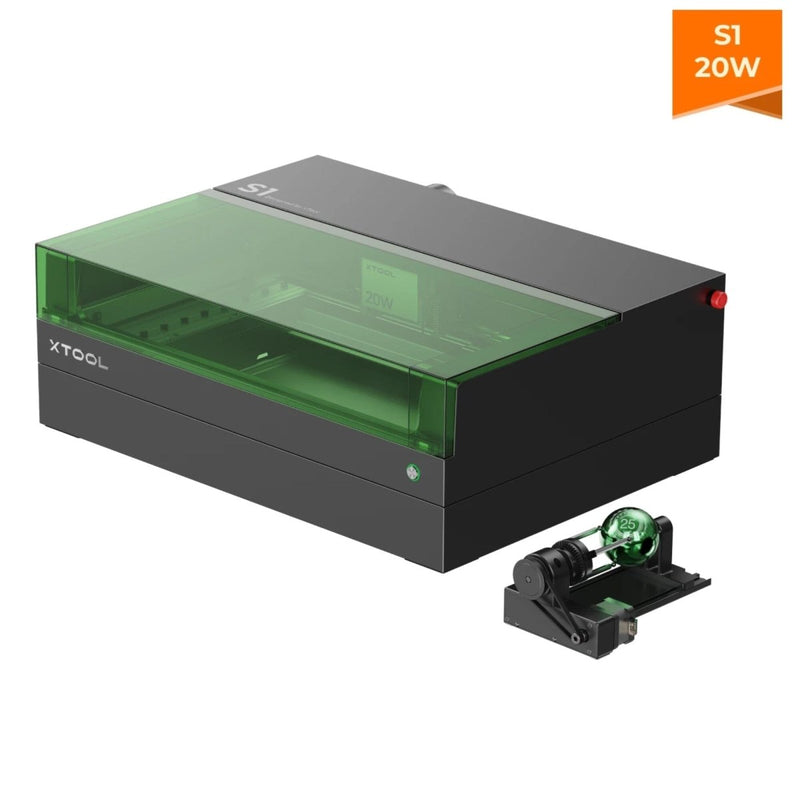 xTool S1 Laser Cutter & Engraver Machine Bundle w/ Rotary, Riser, Filter20W Diode Laser - Swing Design