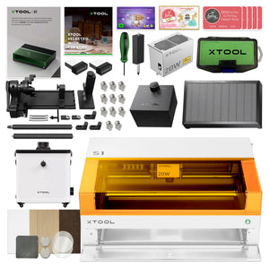 xTool S1 Laser Cutter & Engraver Machine Bundle w/ Rotary, Riser, Filter - White Laser Engraver xTool 20W Diode Laser 