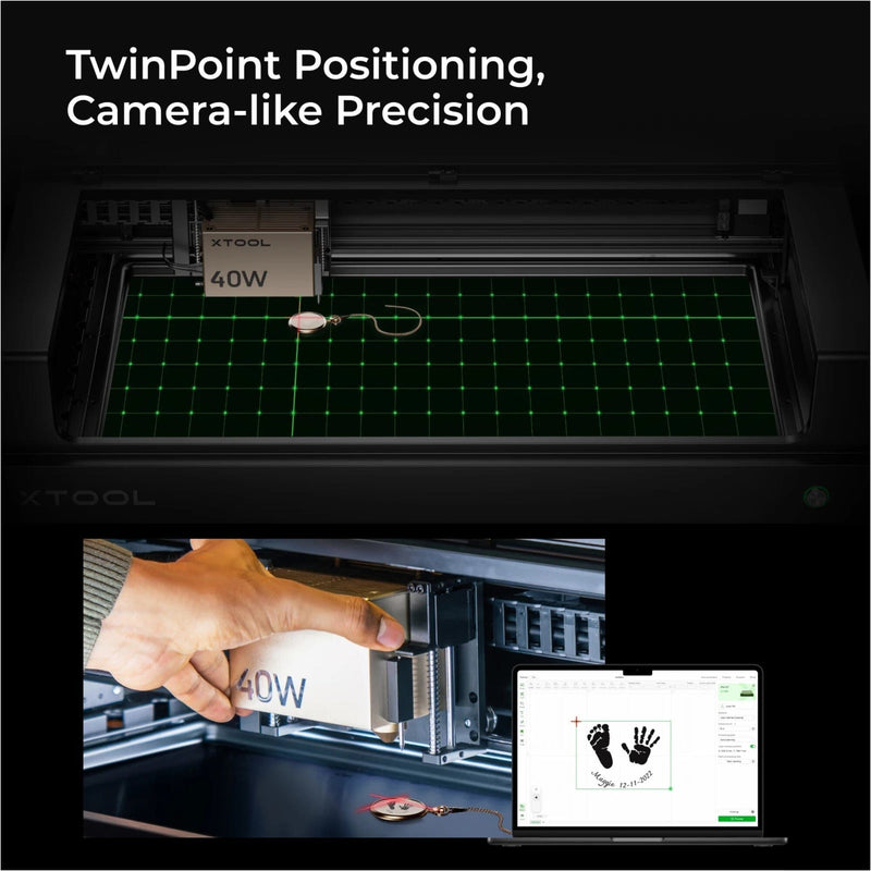 xTool S1 Laser Cutter & Engraver Machine Bundle w/ Rotary & Riser - White Laser Engraver xTool