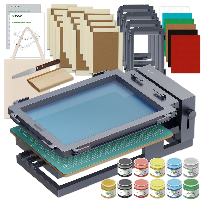 xTool S1 Laser Cutter & Engraver with Deluxe Screen Printing Bundle - White Laser Engraver xTool