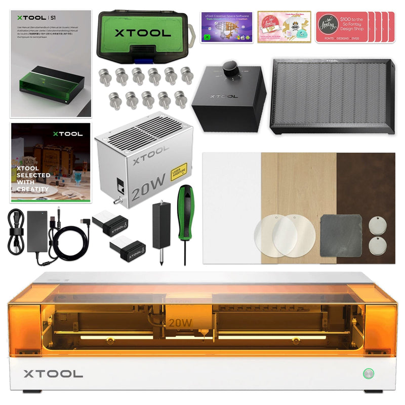 xTool S1 Laser Cutter & Engraver with Sawgrass SG500 Sublimation Printer - White Laser Engraver xTool
