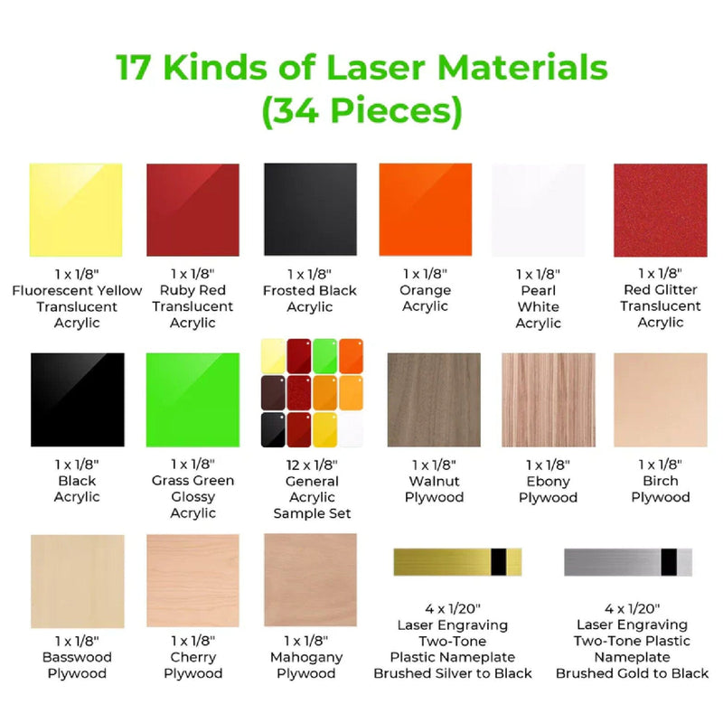 xTool S1 Laser Material Kit - 34 Pieces Laser Engraver xTool