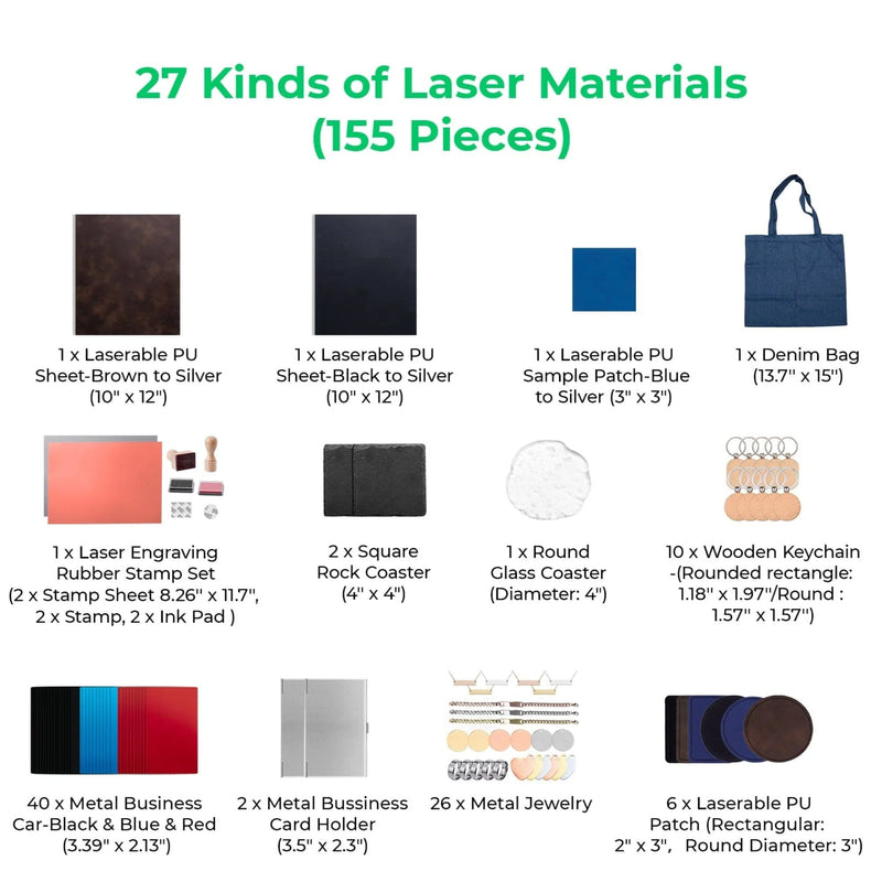 xTool Ultimate Laser Material Kit - 155 Pieces Laser Engraver Accessories xTool