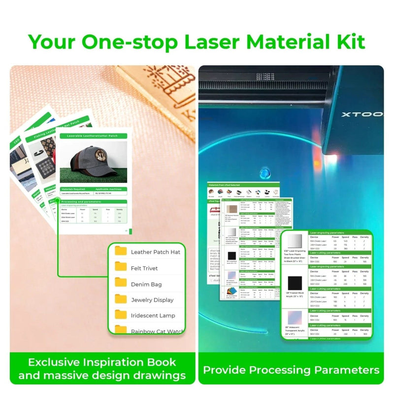 xTool Ultimate Laser Material Kit - 155 Pieces - Swing Design