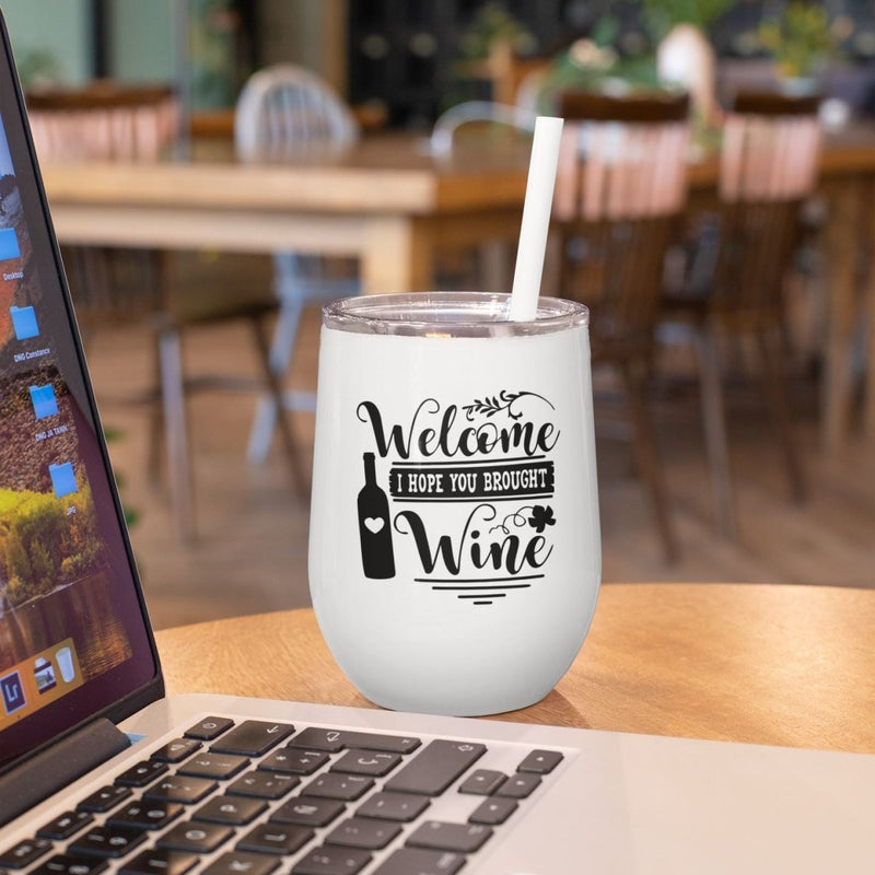 ProSub 12oz Premium AAA Wine Tumbler Stemless Sublimation Blanks - White - Swing Design