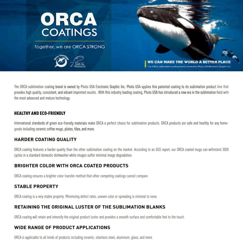 15oz ORCA AAA Ceramic White Sublimation Mug Blanks - 36 Pack - Swing Design