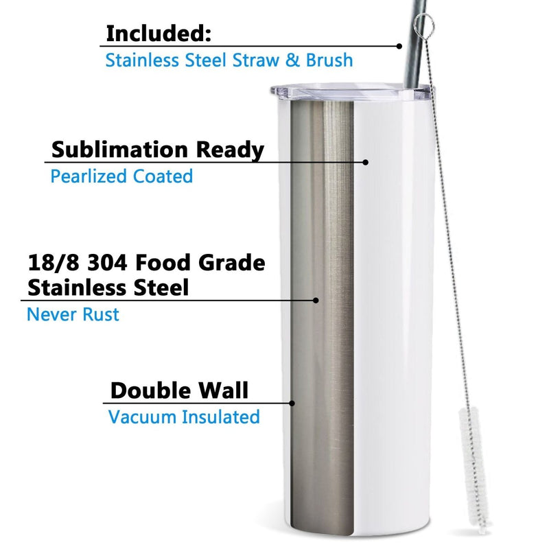 ProSub 20oz Straight Skinny Tumbler Sublimation Blanks - Gloss White - Swing Design