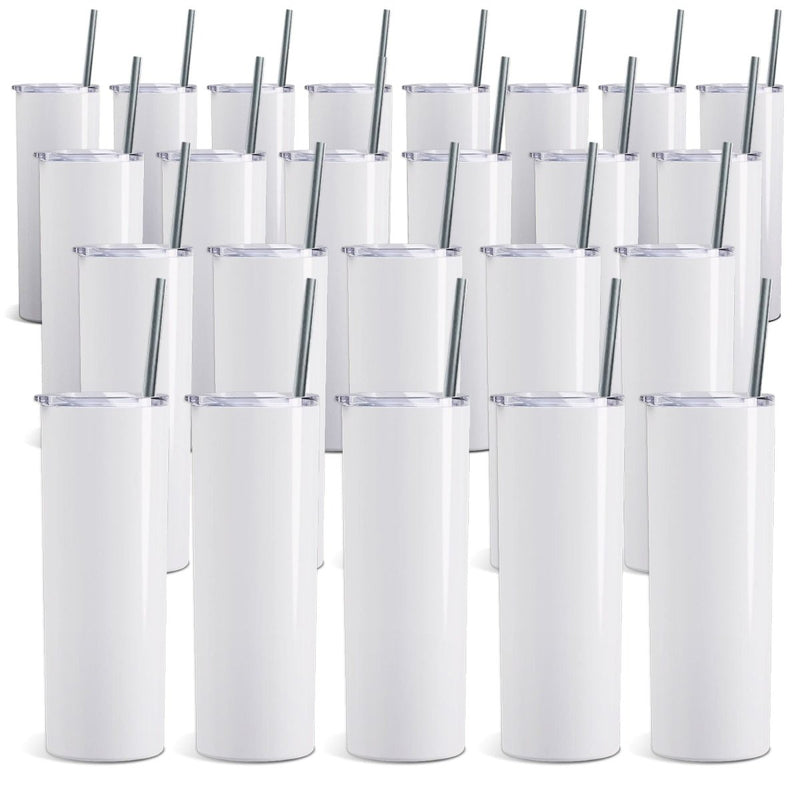 ProSub 20oz Straight Skinny Tumbler Sublimation Blanks Gloss White - 30 Pack - Swing Design
