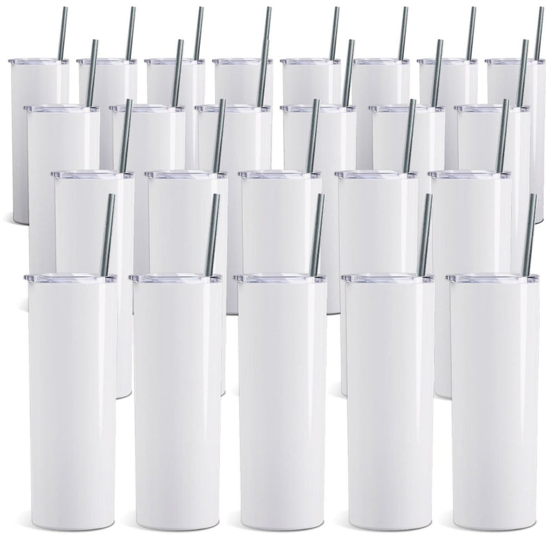 ProSub 20oz Straight Skinny Tumbler Sublimation Blanks Gloss White - 60 Pack - Swing Design
