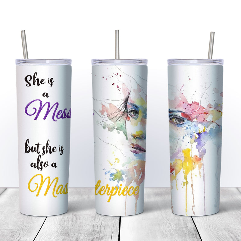 20oz Straight Skinny Tumbler Sublimation Mug Blanks - White Sublimation Swing Design