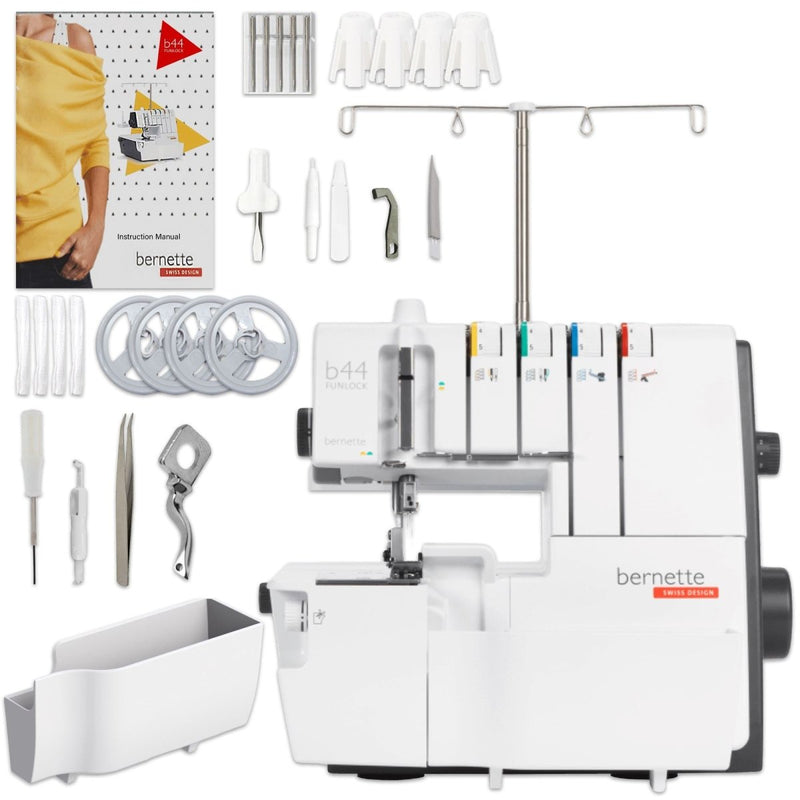 Bernette B44 FUNLOCK Overlock Serger Sewing Machine & Deluxe Thread Bundle - Swing Design