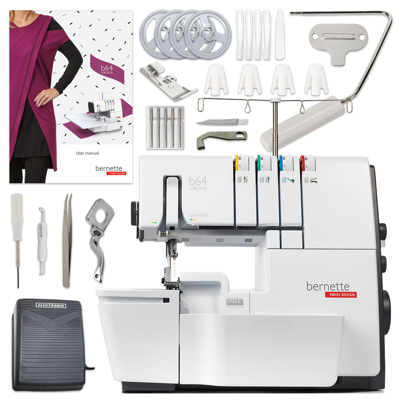 Bernette B64 Airlock Serger with Easy Air Threading Bundle Brother Sewing Bundle Bernette