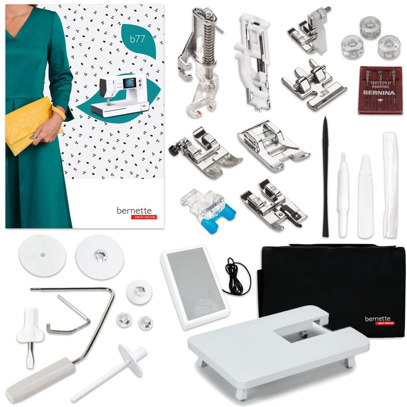 Bernette B77 Deco Sewing & Quilting Machine with 93 Spools & 200+ Accessories - Swing Design