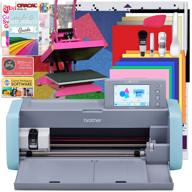 Brother ScanNCut SDX125e Wireless Machine Craft Heat Press Bundle Brother ScanNCut Bundle Brother